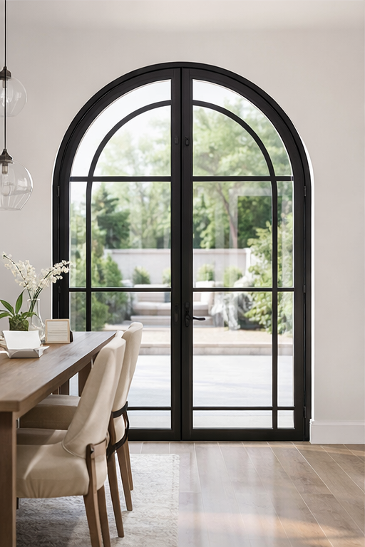Arch Noir Steel Glass Door