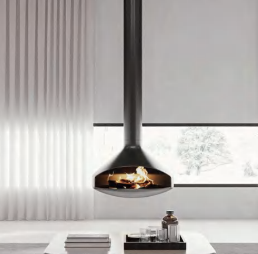 "Home" Modern MCM Suspended/Floating fireplace